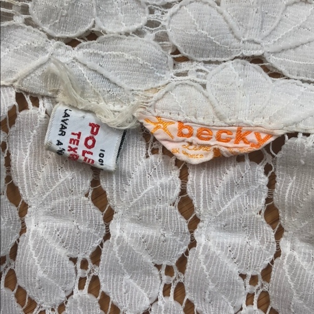 Vintage Becky white lace top vest pockets collar M - Picture 8 of 13